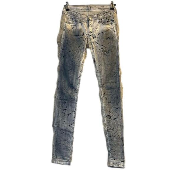 Faith Connexion Move Grey Silver Slim Metallic Coated Jeans/Size 25